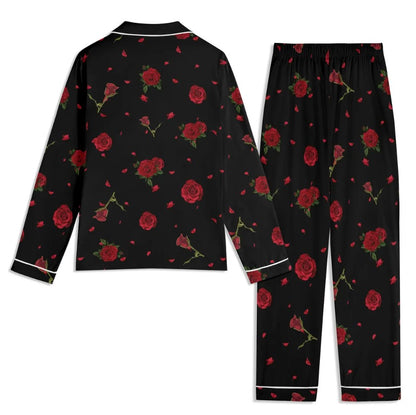 Black Rose Pajama Sets | Gothic Flower Pyjamas, Emo Girls Nightwear, Cotton Teens Loungewear, Dark Jammies Set, Victorian Goth Pajama Gifts