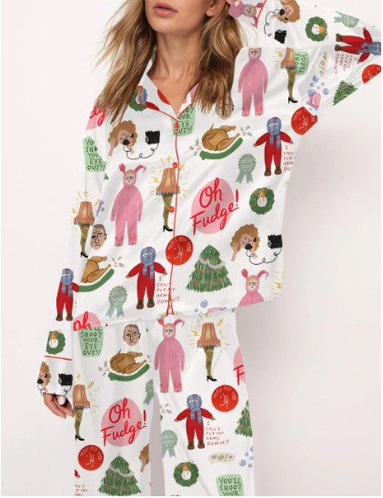 Christmas Story Silky Satin Pajama Set