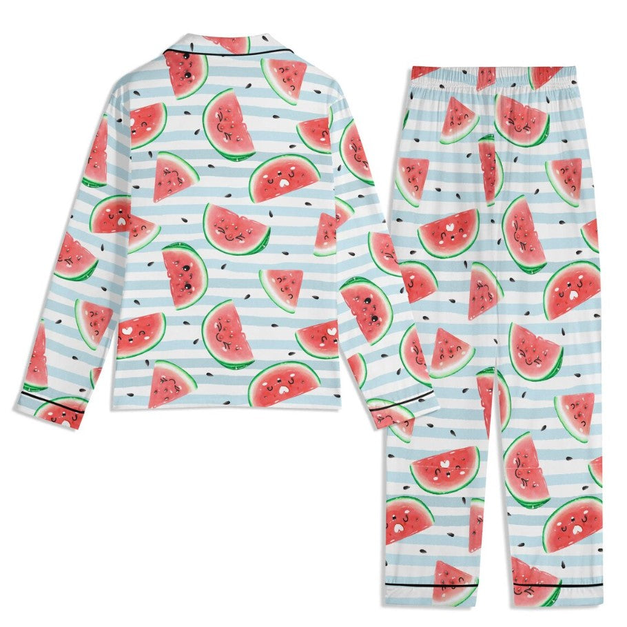 Summer Watermelon Pajama Set | Fruit Print Loungewear, Spring Stripes Pyjamas, Matching Girls Nightwear, Cute Bsf Jammies, Spring Summer Pjs