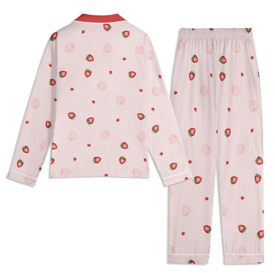 Cute Strawberry Pajama Sets | Spring Vibe Pjs, Kawaii Girls Nightwear, Teens Loungewear, Cute Jammies Set, Coquette Girls Pajama Gifts