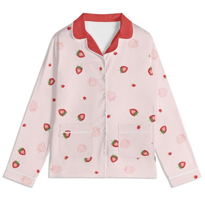 Cute Strawberry Pajama Sets | Spring Vibe Pjs, Kawaii Girls Nightwear, Teens Loungewear, Cute Jammies Set, Coquette Girls Pajama Gifts