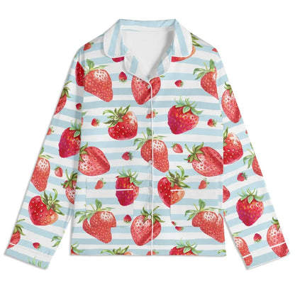 Summer Strawberry Pajama Set | Fruit Print Loungewear, Spring Stripes Pyjamas, Matching Girls Nightwear, Cute Bsf Jammies, Spring Summer Pjs