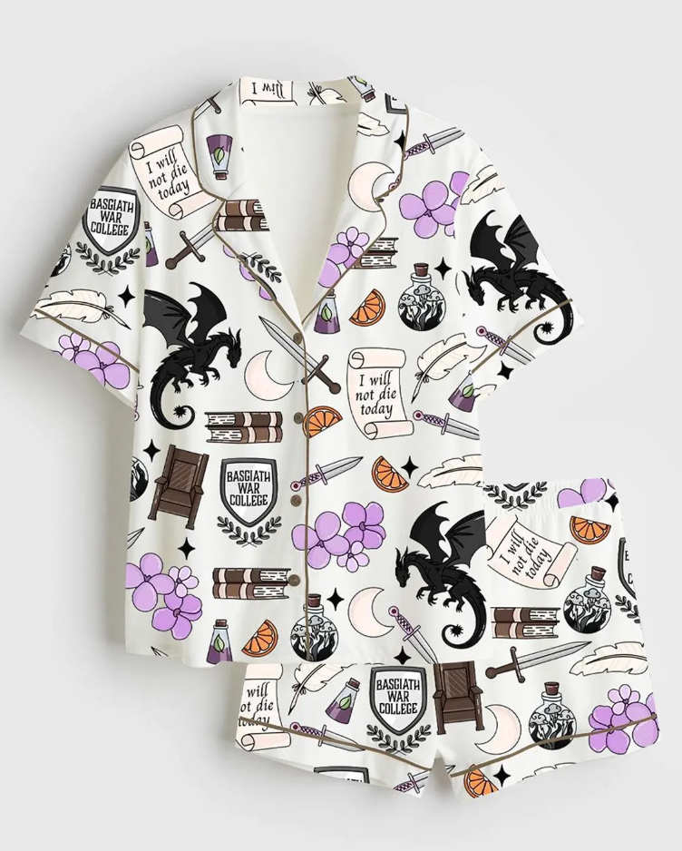 Fourth Wing Bookish Romantasy Satin Pajama Set, Merry Christmas Bookish Women’s Sleepwear, Gifts Set For Friends