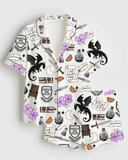 Fourth Wing Bookish Romantasy Satin Pajama Set, Merry Christmas Bookish Women’s Sleepwear, Gifts Set For Friends