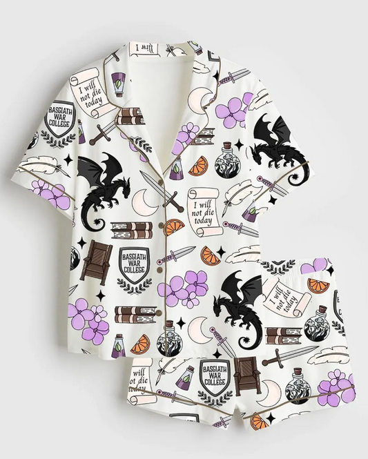 Fourth Wing Bookish Romantasy Satin Pajama Set, Merry Christmas Bookish Women’s Sleepwear, Gifts Set For Friends