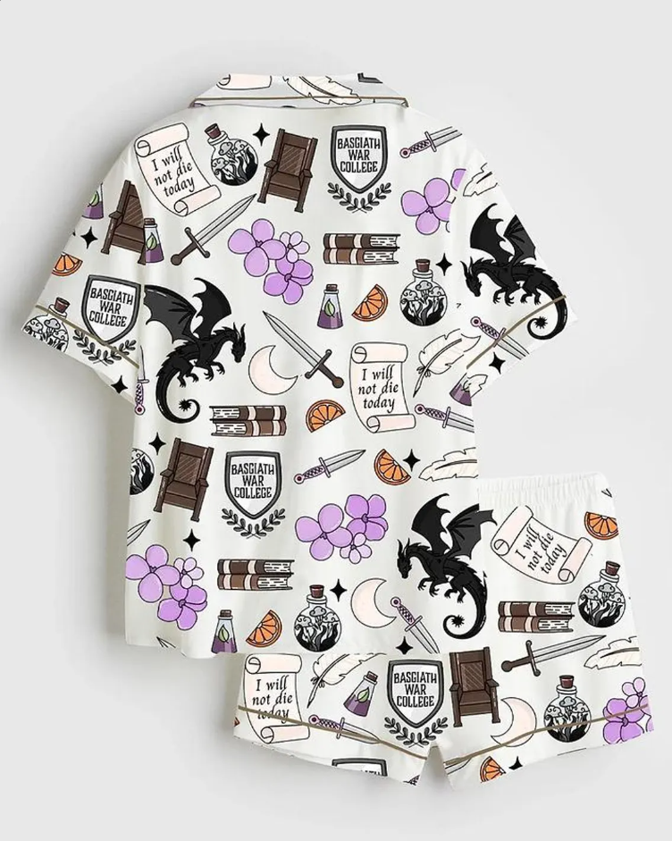 Fourth Wing Bookish Romantasy Satin Pajama Set, Merry Christmas Bookish Women’s Sleepwear, Gifts Set For Friends