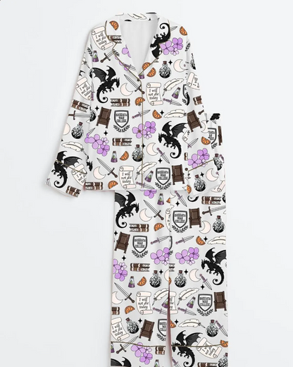 Fourth Wing Bookish Romantasy Satin Pajama Set, Merry Christmas Bookish Women’s Sleepwear, Gifts Set For Friends