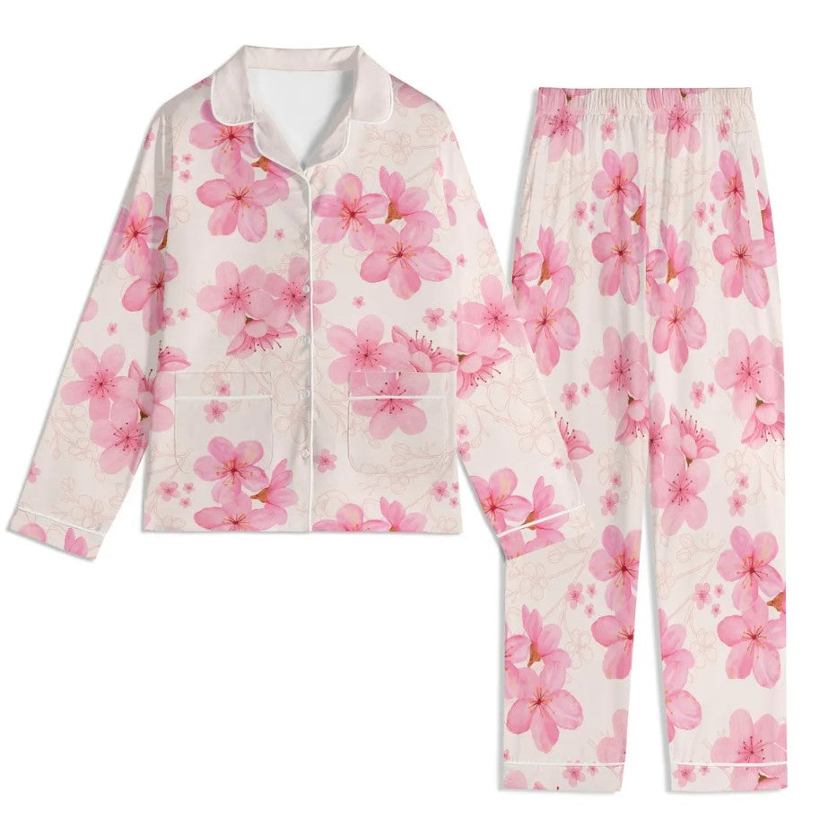 Sakura Unisex Pajama Set | Cherry Blossom Loungewear, Flower Print Pyjamas, Matching Besties Nightwear, Cute Bsf Jammies, Spring Summer Pjs