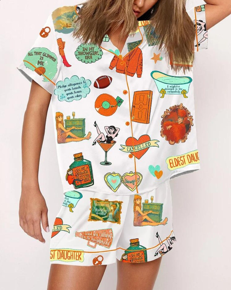 The Life Of A Showgirl Inspired Pajama Set, Y2K Christmas Santa Claus Showgirl Life Pajamas, Holiday Gift For Her Nightwear Fans