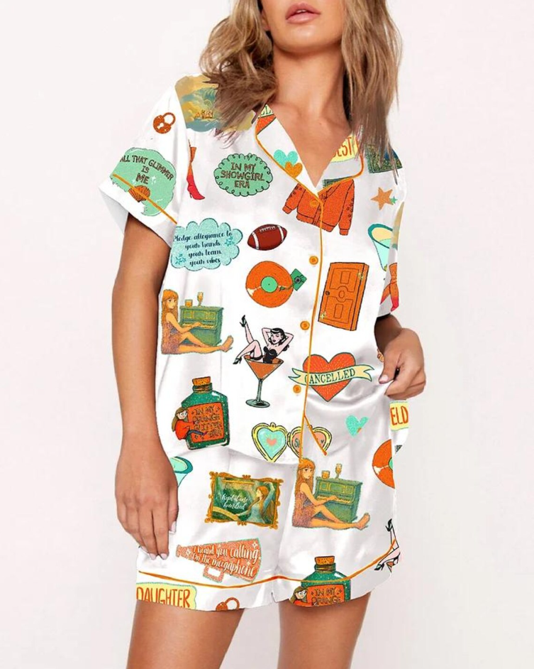 The Life Of A Showgirl Inspired Pajama Set, Y2K Christmas Santa Claus Showgirl Life Pajamas, Holiday Gift For Her Nightwear Fans