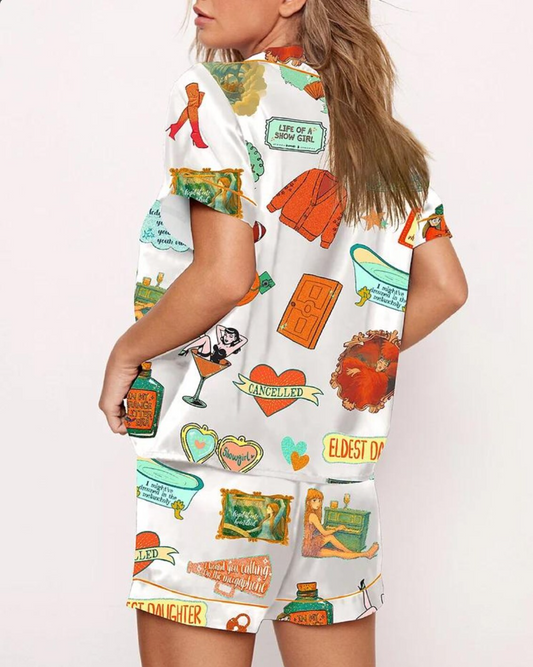 The Life Of A Showgirl Inspired Pajama Set, Y2K Christmas Santa Claus Showgirl Life Pajamas, Holiday Gift For Her Nightwear Fans