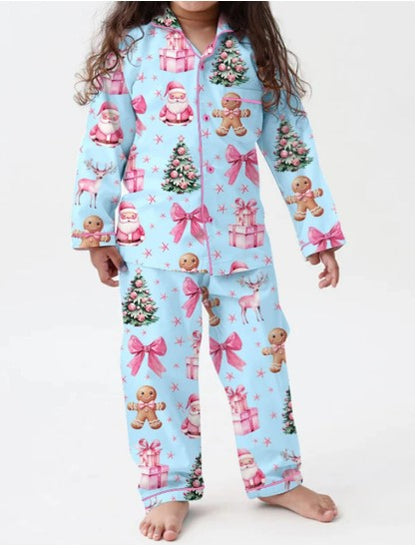 Coquette Pink Christmas Satin Pajama Set