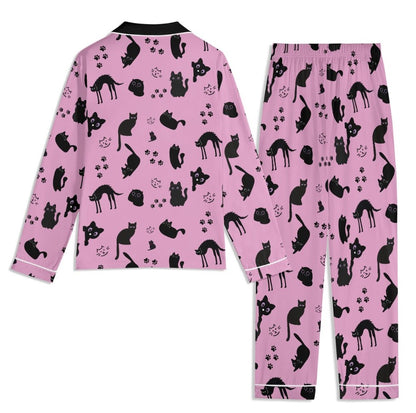 Black Cat Unisex Pajama Sets | Animal Print Pyjamas, Kawaii Girls Nightwear, Teens Loungewear, Cat Dad Jammies Set, Cat Mom Unique Gifts