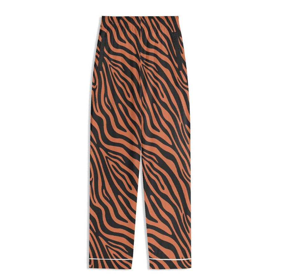 Tiger Stripes Print Pajama Set: Wildlife Animal Print Unisex Adult Loungewear