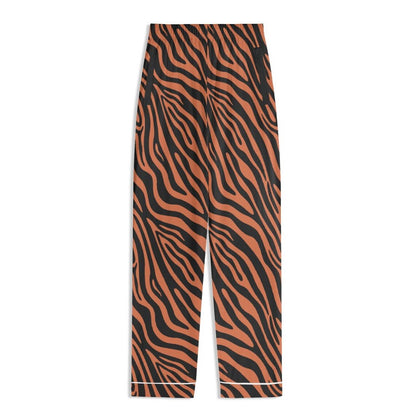 Tiger Stripes Print Pajama Set: Wildlife Animal Print Unisex Adult Loungewear