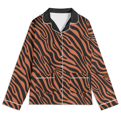 Tiger Stripes Print Pajama Set: Wildlife Animal Print Unisex Adult Loungewear
