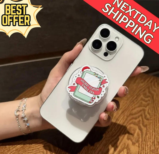 Holiday Season Magnetic Kindle Stand: Cute Christmas Coffee Mug Phone Grip, Kawaii Magsafe Phone Holder, Perfect Gift for Book Lovers