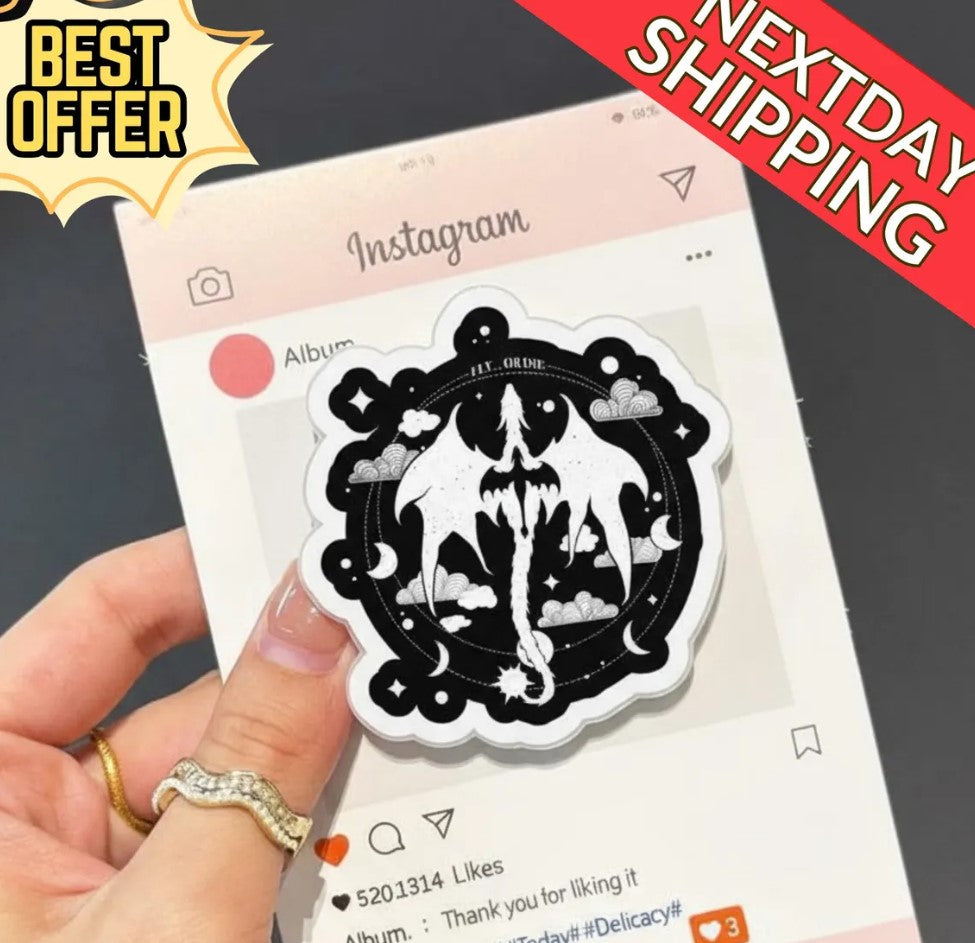 Dragon Fantasy Magnetic Phone grip Holder – Dark Aesthetic MagSafe/Adhesive Stand, Bookish Gift, Gothic Dragon Art, Cute Phone Accessory