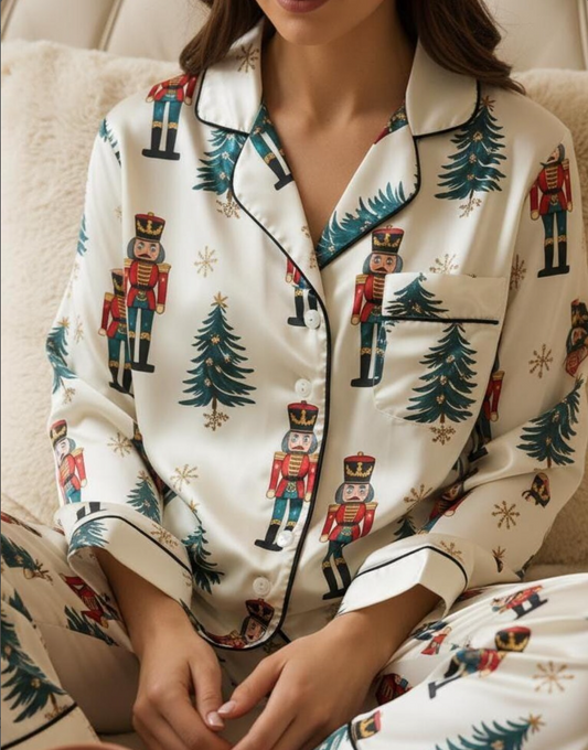 Nutcracker Christmas Satin Pajamas Set, Christmas Nutcracker Pajama, Nutcracker Pajamas, Christmas Pajamas, Family Christmas Cozy Season Pjs