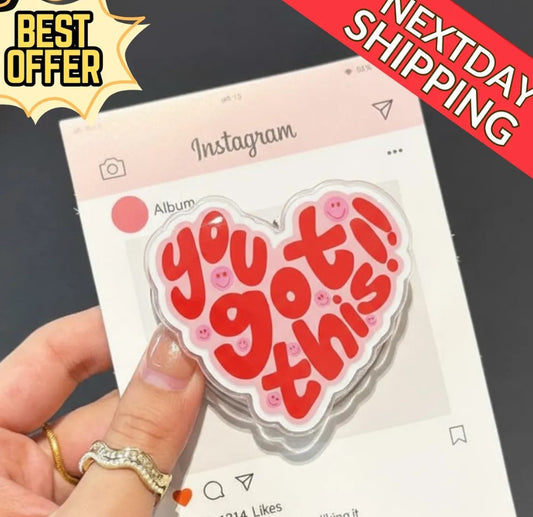 You Got This Magnetic Phone Grip – Cute Motivational Heart GripTok, Aesthetic Holder for iPhone & Android, Amazing Magsafe Grip