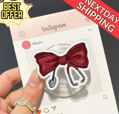 Nurse Bow Magnetic Phone Grip, Magsafe Medical Stethoscope GripTok, Healthcare Worker Gift, Nurse Accessory, Doctor Phone Stand