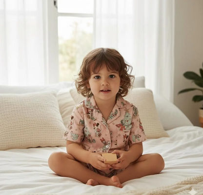 Mickey Mouse And Friends Christmas Satin Pajamas Set, Disney Christmas Pajamas, Christmas Sleepwear, Family Matching Christmas Satin Pajamas