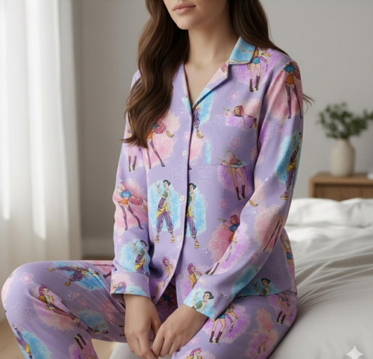 Huntrix Demon Hunters Satin Pajamas Set, Kpop Idol Pajamas, Girl Group Anime Sleepwear Set, Huntrix Kpop Pajamas, Huntrix Kpop Movie Outfit (Copy)