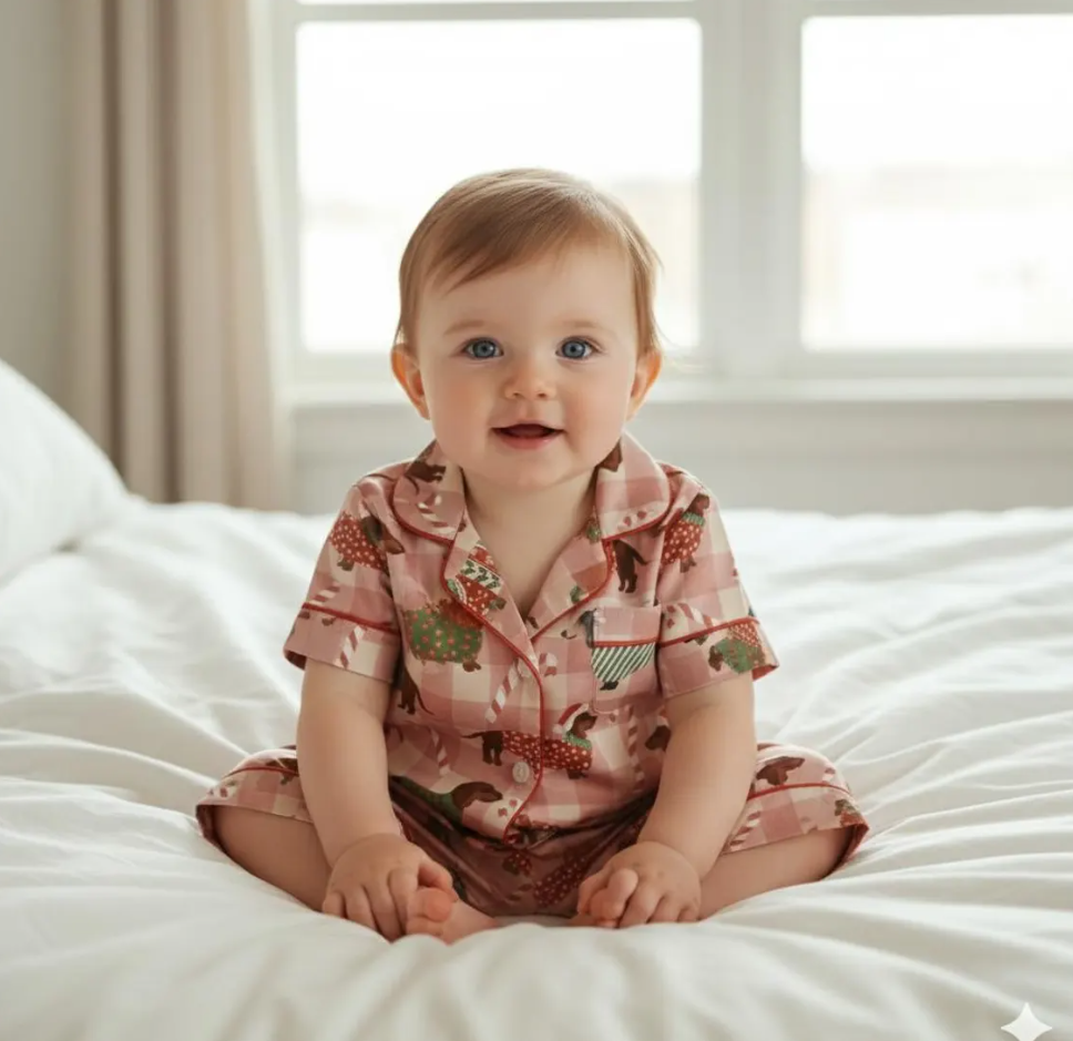 Christmas Santa Dachshund Dog Satin Pajamas Set with Face, Cute Pet Christmas Pajamas, Pet Lovers Pajamas, Christmas Macthing Family Pajamas