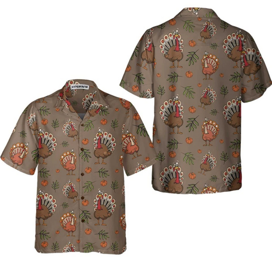 Thanksgiving Day Turkey Casual Thanksgiving Hawaiian Shirt, Funny Turkey Gift Fo