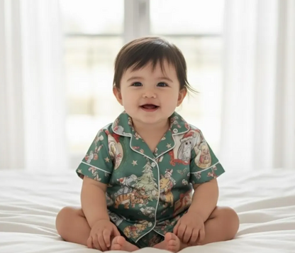 Coquette Disney Winnie The Pooh Christmas Satin Pajamas Set, Pooh And Friends Pajamas, Family Matching Pajamas, Disney Christmas Pajamas