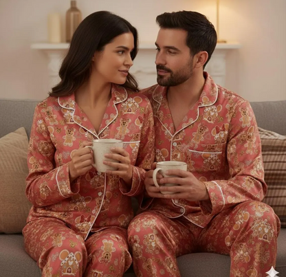 Disney Mickey Minnie Gingerbread Satin Pajama Set, Disney Christmas Cookie Pjs, Disneyland Pjs, Disney Family Xmas Pajamas, Disney Christmas