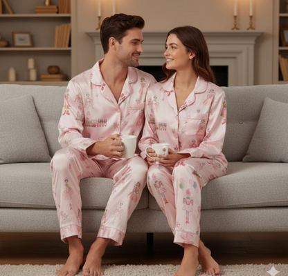 Nutcracker Ballet Satin Pajamas Set, Christmas Pajamas, Christmas Nutcracker Pajamas, Nutcracker Pajamas, Family Christmas Cozy Season Pjs