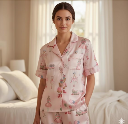 Nutcracker Ballet Satin Pajamas Set, Christmas Pajamas, Christmas Nutcracker Pajamas, Nutcracker Pajamas, Family Christmas Cozy Season Pjs