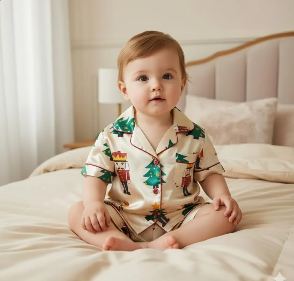 Nutcracker Christmas Tree Satin Pajamas Set, Christmas Pajamas, Christmas Nutcracker Pajamas, Nutcracker Pajamas, Family Christmas Pajamas