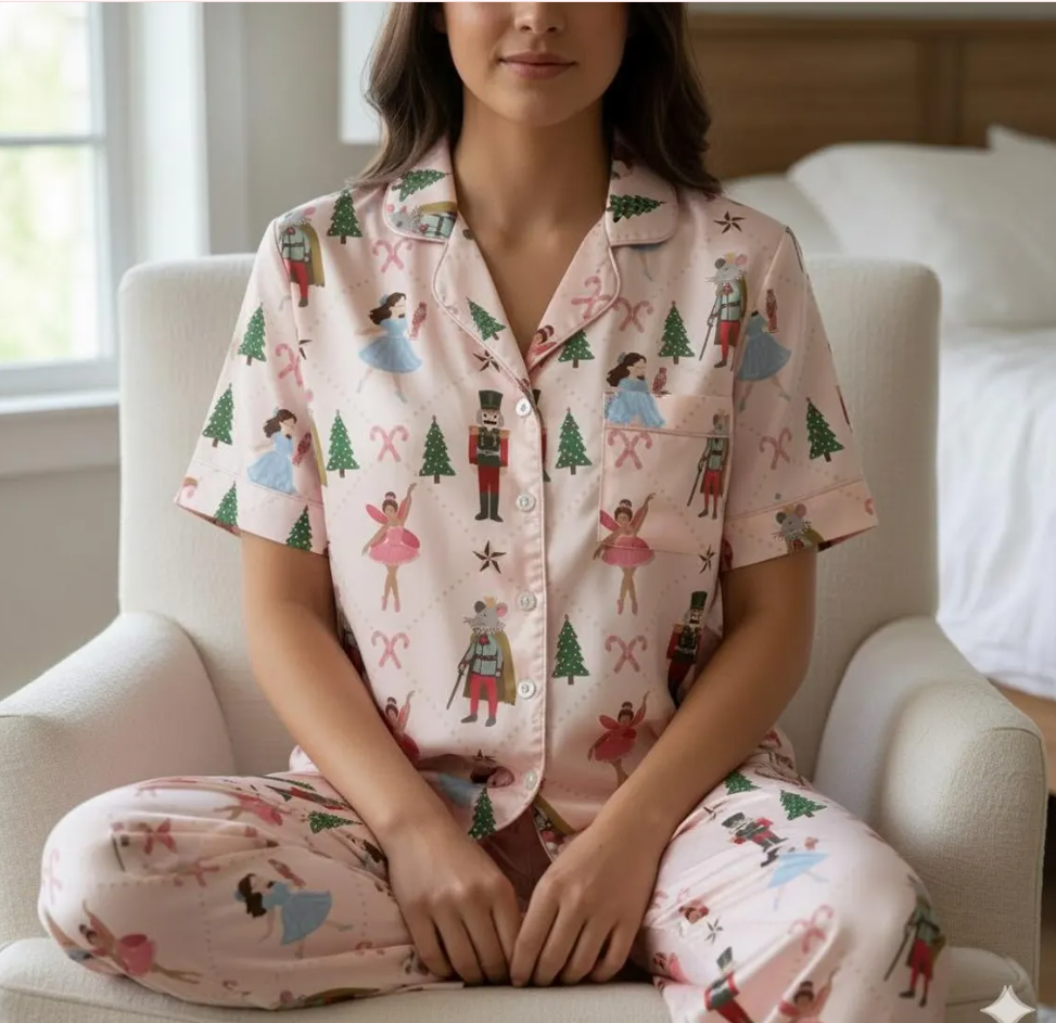 Nutcracker Ballet Christmas Satin Pajamas Set, Christmas Nutcracker Pajamas, Family Christmas Pajamas, Nutcracker Pajamas, Cozy Season Pjs