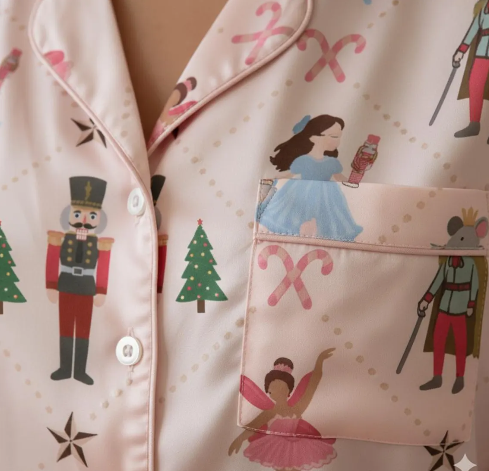 Nutcracker Ballet Christmas Satin Pajamas Set, Christmas Nutcracker Pajamas, Family Christmas Pajamas, Nutcracker Pajamas, Cozy Season Pjs