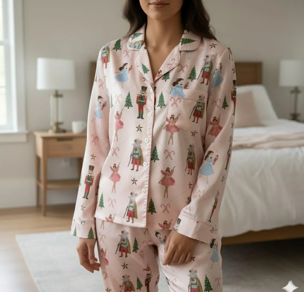 Nutcracker Ballet Christmas Satin Pajamas Set, Christmas Nutcracker Pajamas, Family Christmas Pajamas, Nutcracker Pajamas, Cozy Season Pjs