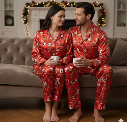 Disney Mickey and Friends Christmas Satin Pajama Set, Mickey Mouse And Friends Signature Christmas Pjs, Mickey's Very Merry Christmas Party