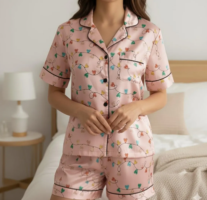 Disney Mickey Mouse Christmas Lights Satin Pajama Set, Mickey Ears Christmas Pjs, Disneyland Pjs, Disney Family Xmas Pajama, Disney Pajamas