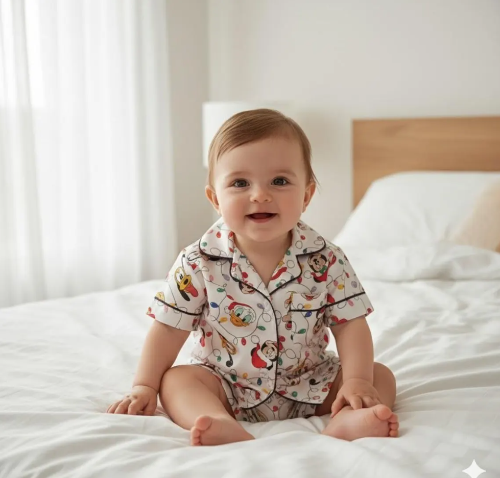 Disney Mickey and Friends Christmas Lights Satin Pajama Set, Mickey Christmas Pjs, Disneyland Pjs, Disney Family Xmas Pajama, Disney Pajamas