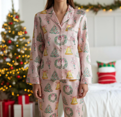 Coquette Nutcracker Christmas Satin Pajamas Set, Coquette Christmas Pajamas Set, Xmas Family Matching Pyjama, Christmas Nutcracker Pajamas