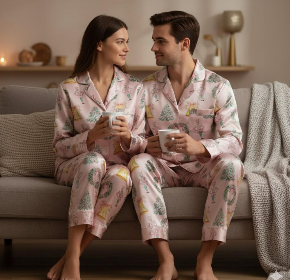 Coquette Nutcracker Christmas Satin Pajamas Set, Coquette Christmas Pajamas Set, Xmas Family Matching Pyjama, Christmas Nutcracker Pajamas