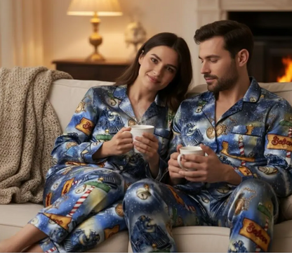 Po-lar Express Satin Pajamas Set, Believe Train Xmas Sleepwear, Christmas Pajamas, Christmas Family Matching Pajamas, Christmas Party Pajama