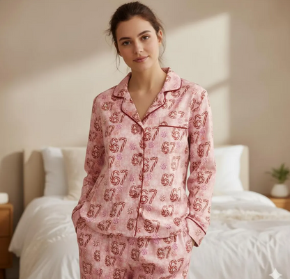 Funny 67 Candy Canes Christmas Satin Pajamas Set, Trendy Christmas Sleepwear, 6 7 Meme Holiday Pajama, Six Seven Pajama, Family Xmas Pajamas