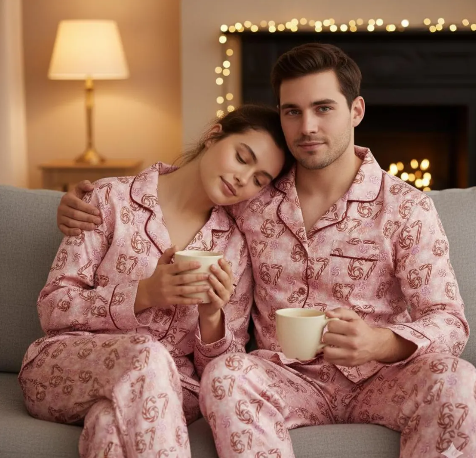 Funny 67 Candy Canes Christmas Satin Pajamas Set, Trendy Christmas Sleepwear, 6 7 Meme Holiday Pajama, Six Seven Pajama, Family Xmas Pajamas