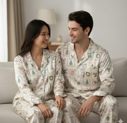 Coquette Christmas Satin Pajamas Set, Coquette Christmas Tree Pyjama Set, Family Matching Pajamas, Coquette Holiday Pajama, Christmas Pajama