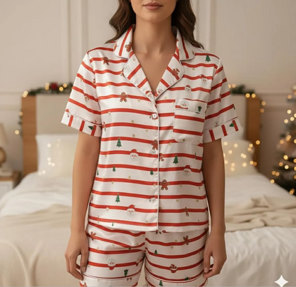Personalize Name Santa Christmas Satin Pajamas Set, Santa Claus Matching Pyjama, Christmas Macthing Family Pajamas, Holiday Xmas Eve Pajamas