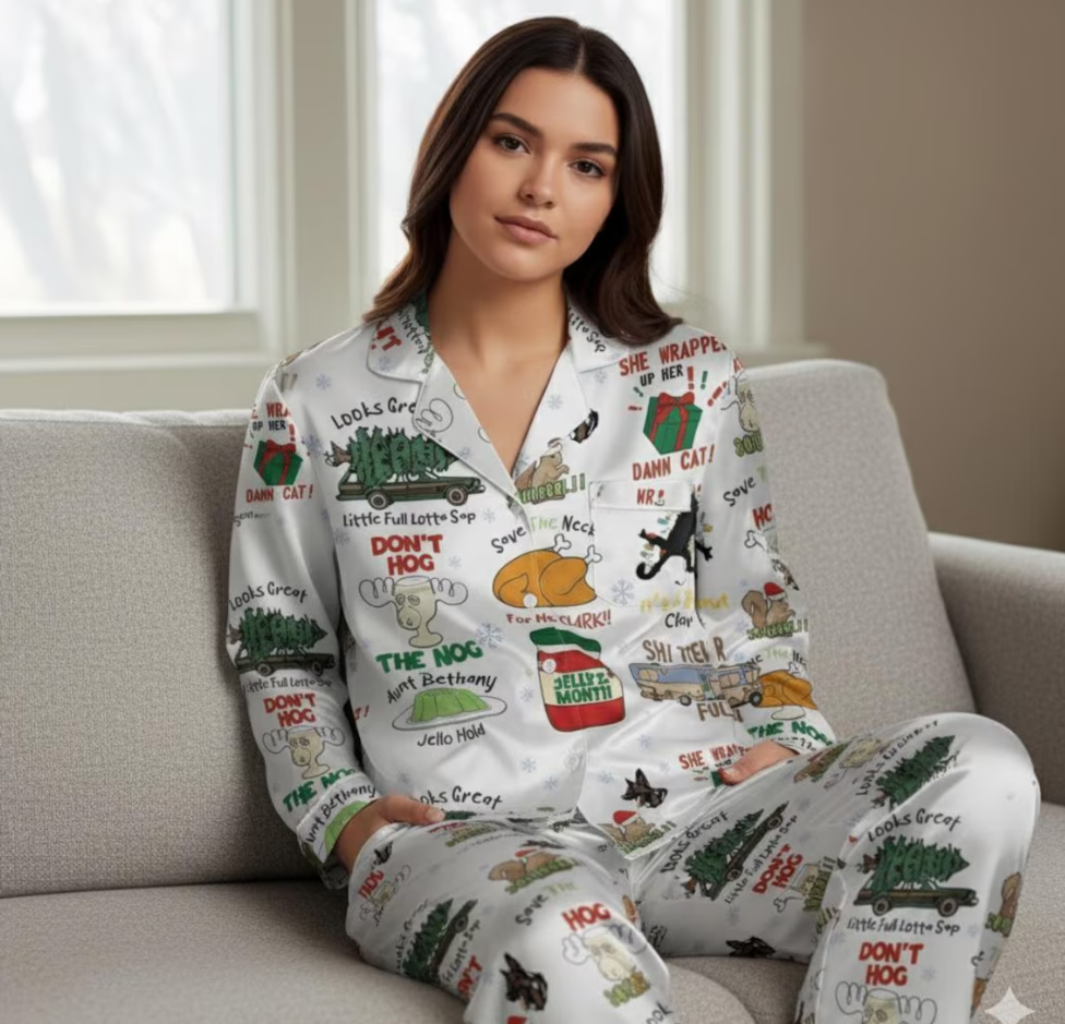 Griswold Satin Pajamas Set, National Lampoon's Christmas Vacation Pajama, Holiday Pajamas, Tree Farm Pajamas, Funny Family Christmas Pajamas