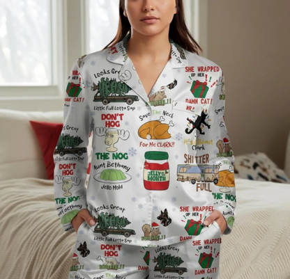 Griswold Satin Pajamas Set, National Lampoon's Christmas Vacation Pajama, Holiday Pajamas, Tree Farm Pajamas, Funny Family Christmas Pajamas