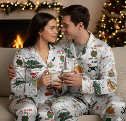 Griswold Satin Pajamas Set, National Lampoon's Christmas Vacation Pajama, Holiday Pajamas, Tree Farm Pajamas, Funny Family Christmas Pajamas